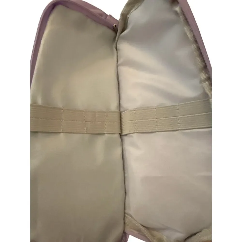 Angoo Purple Cloth Pencil Case With Three Zippered Compartments